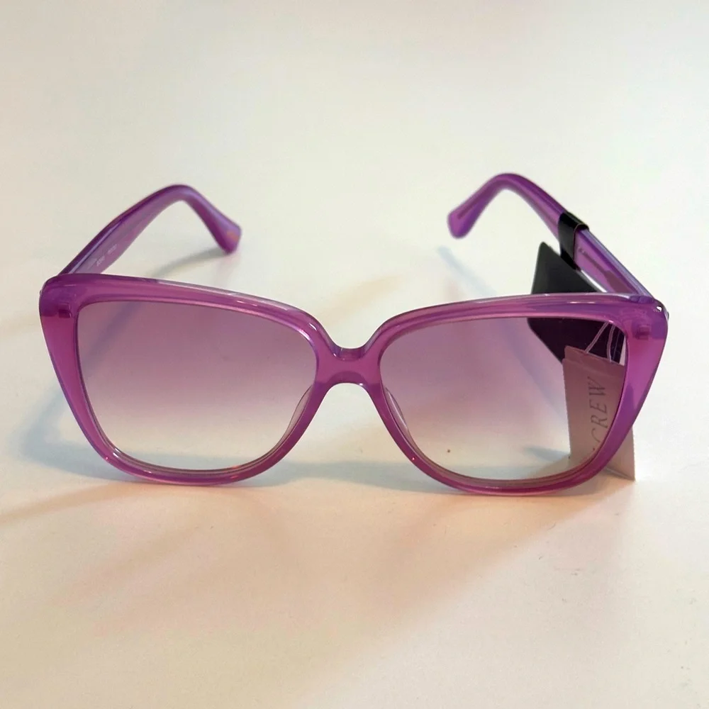J. Crew Purple Light Tint Sunglasses w/ Case and Cleaning Cloth - Picture 1 of 3